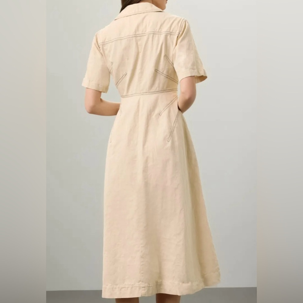 Rosetta Getty Beige Button-Front Midi Dress. Size 8 and Size 12 - Picture 3 of 12